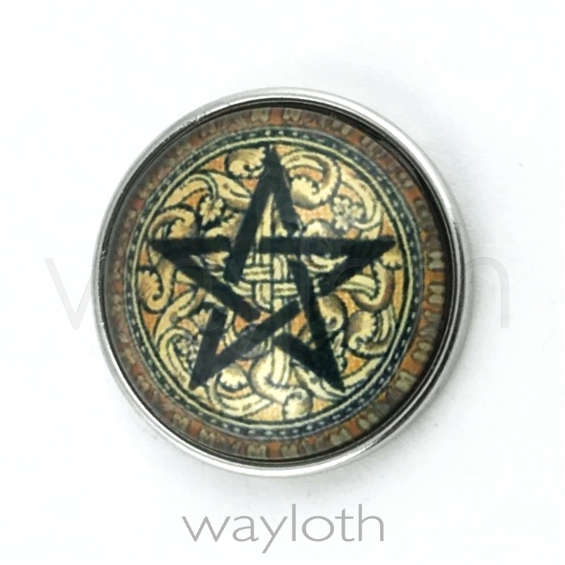 Snap Button Glas Pentagram